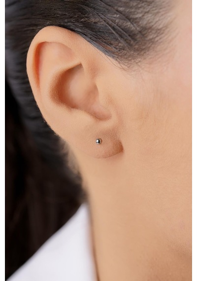 14 Ayar Altın Mini Yuvarlak Top Küpe Erkek Kp5969 Sarı Altın