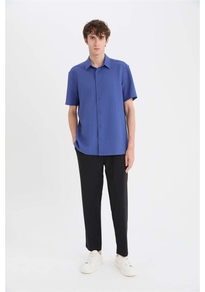 Defacto Regular Fit Krinkıl Yazlık Kısa Kollu Gömlek E1223ax25smpr160 Mor