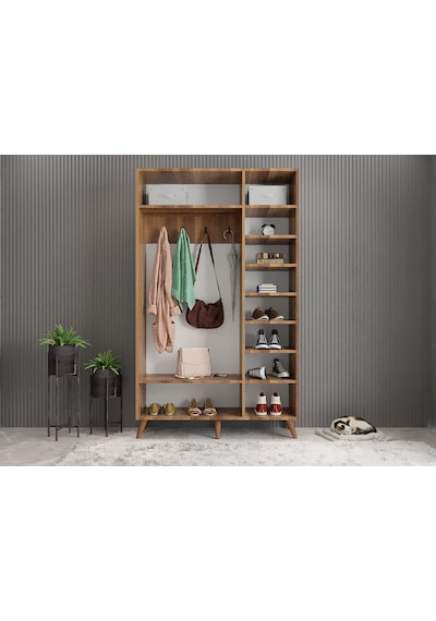 Robe Membran 3 Kapaklı Portmanto Montaj Dahil Ceviz Beyaz 120 Cm