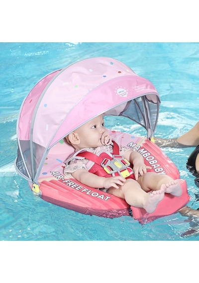Mambobaby Yüzme Simidi - Cupcake, Emniyetli, Gölgelikli Ve Ayak Destekli