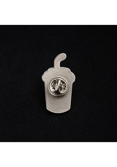 Kırmızı İçecek Bardağı Figürlü Metal Rozet Eğlenceli Çanta Ve Ceket Aksesuarı Gri