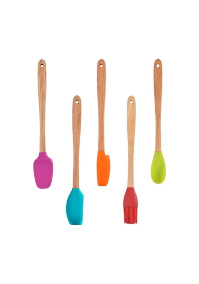 Valletta Indigo Bambu Silikon Spatula Seti 5'li Çok Renkli