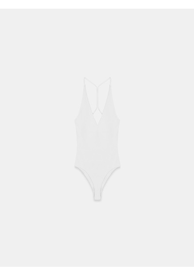 Dilvin 21175 Halter Yaka Bodysuit-beyaz