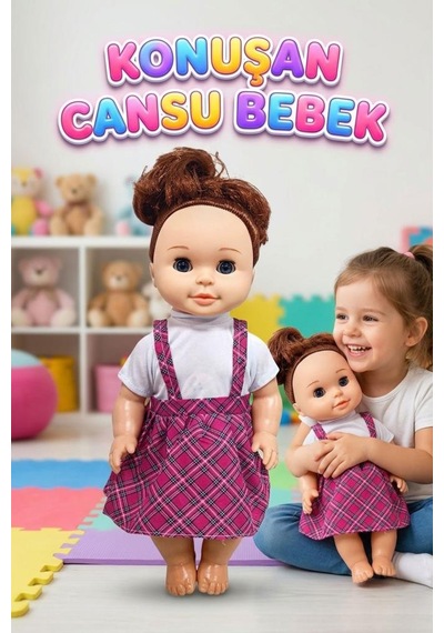 Konuşan Cansu Bebek Sesli Pilli 40cm Gözleri Açılıp Kapanan Sevimli Elbiseli Oyuncak Bebek 29452396