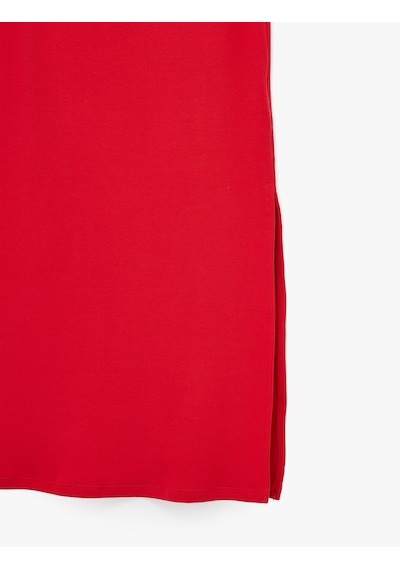 Koton Pamuklu U Yaka Slim Fit Yırtmaçlı Kalın Askılı Bandaj Elbise Kırmızı 6sak80075pk