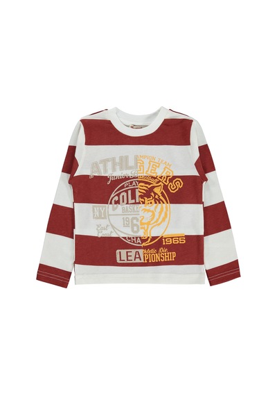 Silversun Kids Silversun Ny Baskılı Çizgili 2-7 Yaş Sweatshirt - Bordo