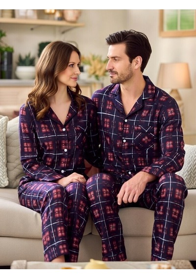 Rukod Kadın Kırmızı Siyah Ekose Desenli Süet Gömlek Yaka Düğmeli Uzun Altlı Pijama Takımı Lacivert Rukod Kadın Kırmızı Siyah Ekose Desenli Süet Gömlek Yaka Düğmeli Uzun Altlı Pijama Takımı Lacivert