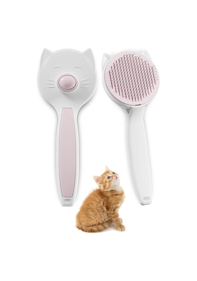 Ata Home Kedi Köpek Otomatik Temizlenen Tuşlu Tüy Toplayıcı Tarak Basmalı Kedi Köpek Fırçası Evcil Pet Hayvan
