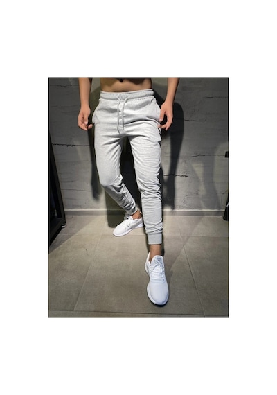 Tarzsokak Relax Family Xf Erkek Yazlık Gri Eşofman Altı Jogger Dar Paça Pamuklu Slim Fit Rlx044513