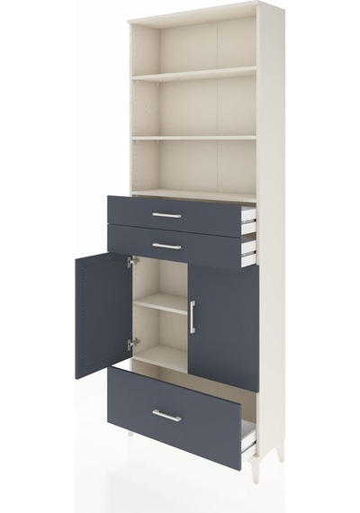 Arges Dolap 5 Raflı 3 Çekmeceli 2 Kapaklı 88x30x243 Aytaşı-antrasit Aytası