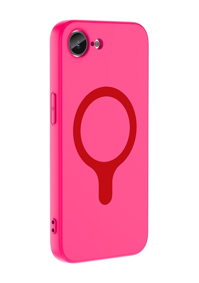 Maks Technology iPhone Uyumlu 16e Kılıf M-safe Şarj Özellikli Mkst Aris Silikon Kapak - Koyu Pembe