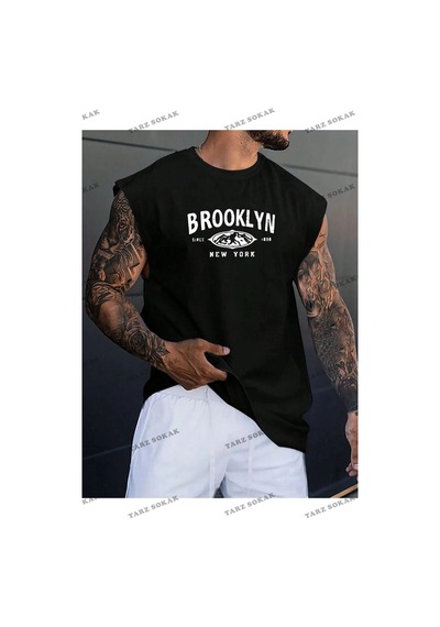 Startmore Unisex Brooklyn Baskılı Kolsuz Siyah