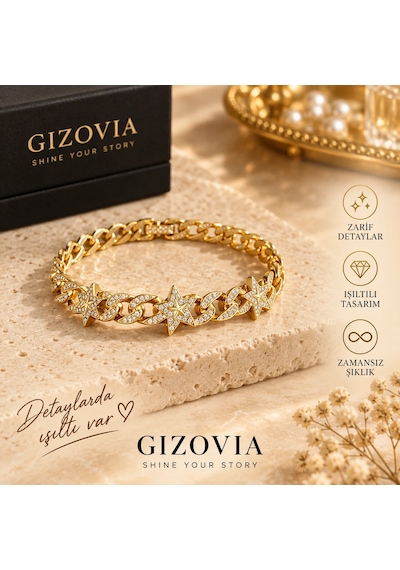 Gizovia Astaria Üçlü Bileklik Seti Altın