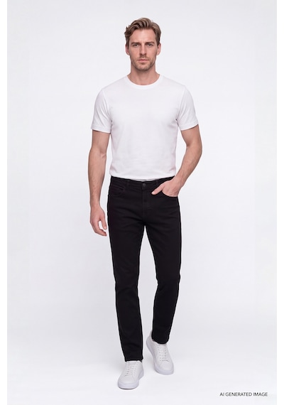 Ac&Co / Altınyıldız Classics Erkek Sıyah Pamuklu Comfort Fit Rahat Kesim 5 Cepli Esnek Rahat Jean Kot Denim Pantolon Siyah