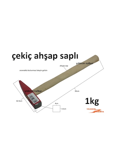 Çekiç Saplı 1000 Gr Çivi Çekici Orta Boy Çekiç 1 Kilo Ağır Çekiç