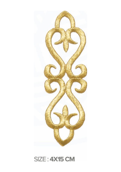 Ütü Ile Yapışan Altın Işlemeli Motif Patch En:4cm Yükseklik:15cm 1 Adet - 691605469