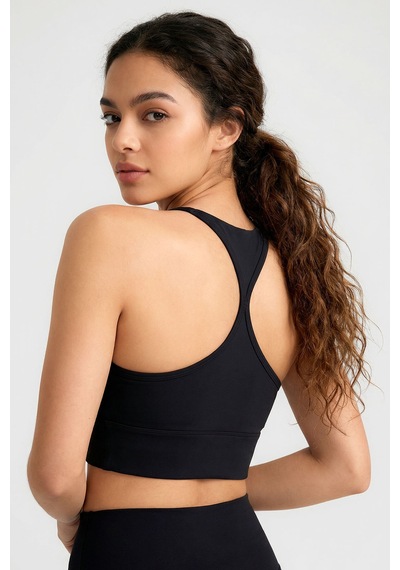 Tommy Life Siyah Standart Fit Baskılı Sırt Detaylı Kadın Spor Büstiyer - 97300