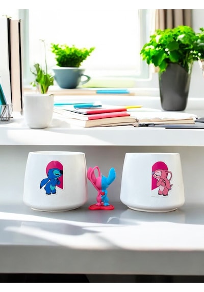 Kawaii Sevimli Stitch Ve Angel Fotoğraf Ve Not Tutucu Sevgili Kombini - Ofis Masa Not Tutacağı Çok Renkli