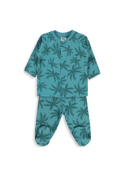 Civil Baby Palmiye Empirme 1-9 Ay Pijama Takımı - Yeşil Petrol