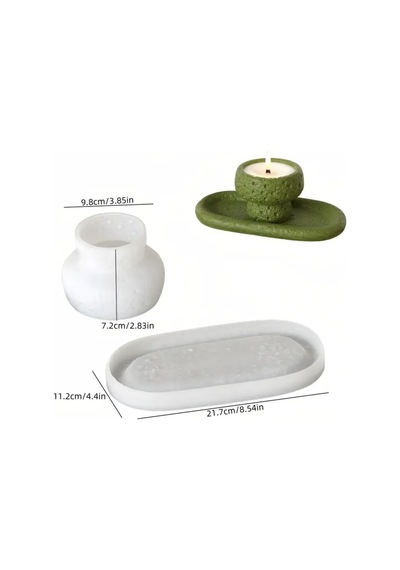 Beton Oval Tabanlık Ve Mumluk Silikon Kalıp S913