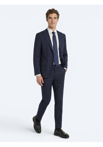 Kip Lacivert Potikare Modern Fit %100 Yün Takım Elbise
