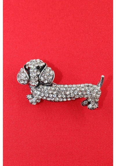 Dakhund Köpeği Broş. Yaka Iğnesi Broş. Taşlı Tasarım Broş. Kadın Broş. Erkek Broş. Broş. Unisex Gümüş