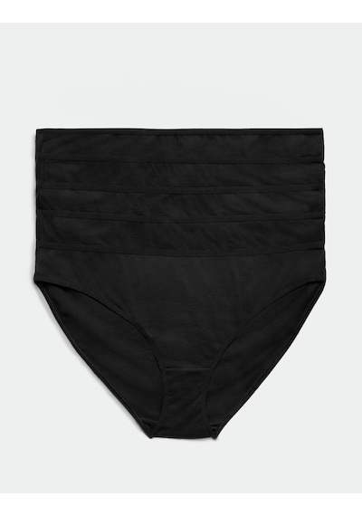 Marks & Spencer 5'li Saf Pamuklu Bikini Külot Seti T61008800N Siyah