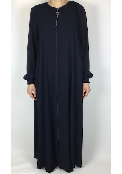Önü Fermuarlı Gizli Cepli Mevlana Model Ferace Lacivert