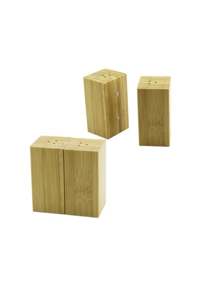 Pablito Home Pbt-293 Mıknatıslı İkiz Ahşap Bambu Baharatlık Ve Tuzluk 4.5x5 Cm