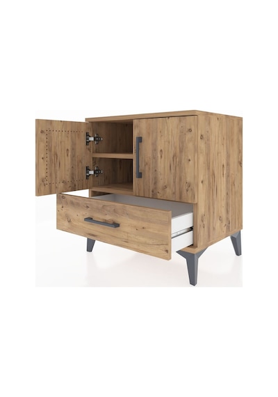 Hyperion Komodin 2 Raflı Tek Çekmeceli 2 Kapaklı 60x44x64 Çam... Çam
