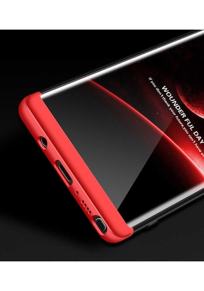 Galaxy Note 8 Kılıf Zore Ays Kapak Siyah-Kırmızı