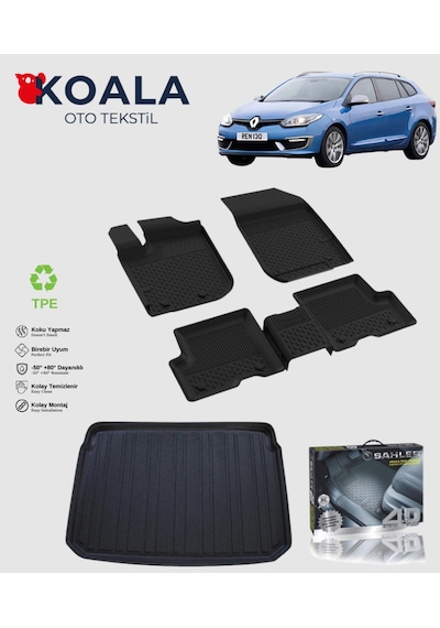 Renault Megane 3 Sport Tourer Sw 2009-2015 Uyumlu Sahler Paspas + Bagaj Havuz Seti