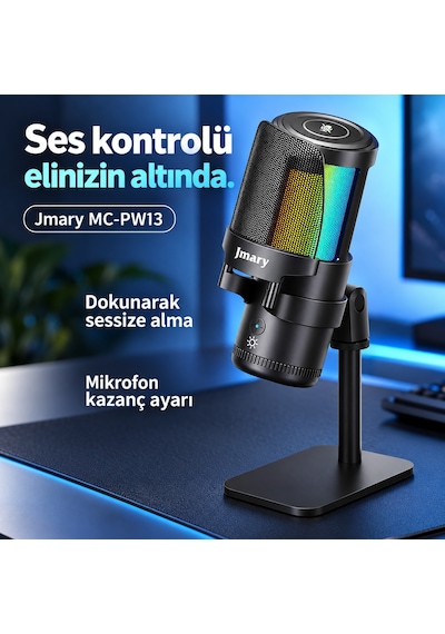 Jmary Mc-pw13 Ayrılabilen Pop Filtre Gürültü Önleyici 360 Dönebilen Tak Çalıştır Usb Mikrofon Siyah