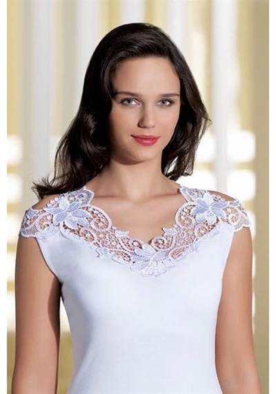 Meks Şahinler Arkası Güpürlü Atlet B396 - Renk: Ekru / Beden: L/xl 12-0530