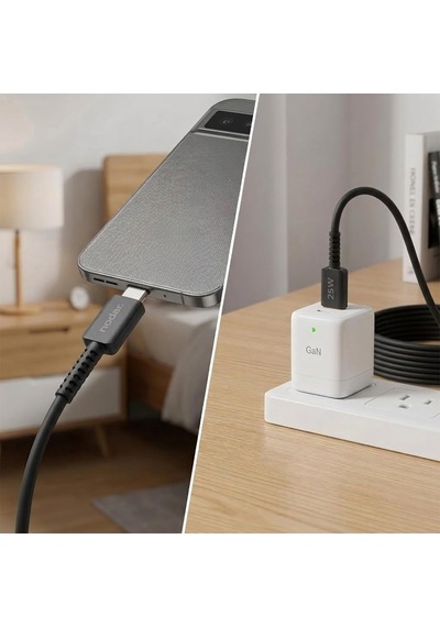 25w Usb-c To Type-c Hızlı Şarj Ve Data Kablosu 1 Metre - Pd Şarj Kablosu, Siyah