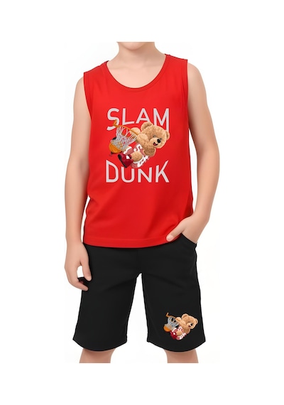 Fyk Kids Erkek Çocuk Slam Dunk Baskılı Alt-üst Takım Kırmızı