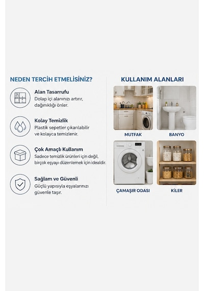 Seviye Ayarlanabilir Çok Amaçlı Düzenleyici Raf Mutfak Banyo Ofis Organizer Seti