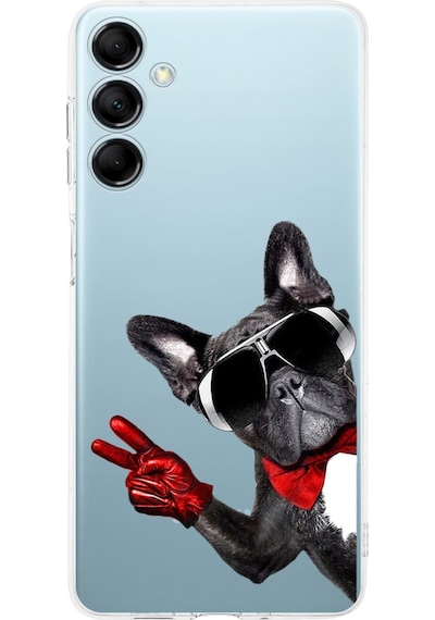 Samsung Galaxy M35 İle Uyumlu Köpek 2 Baskılı Kamera Korumalı Şeffaf Kılıf Şeffaf