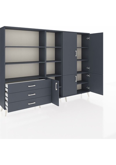 Arges Dolap 11 Raflı 3 Çekmeceli 5 Kapaklı 220x30x163 Antrasit-an Antrasit-antrasit Arges Dolap 11 Raflı 3 Çekmeceli 5 Kapaklı 220x30x163 Antrasit-an Antrasit-antrasit