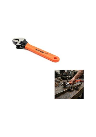 4 Adet Kurbağacık Anahtar 6 İnç Ayarlanabilir Çeneli İngiliz Anahtarı, Turuncu Ergonomik Saplı Metal Alaşımlı Tamirat Ve Tesisat Adjustable Wrench