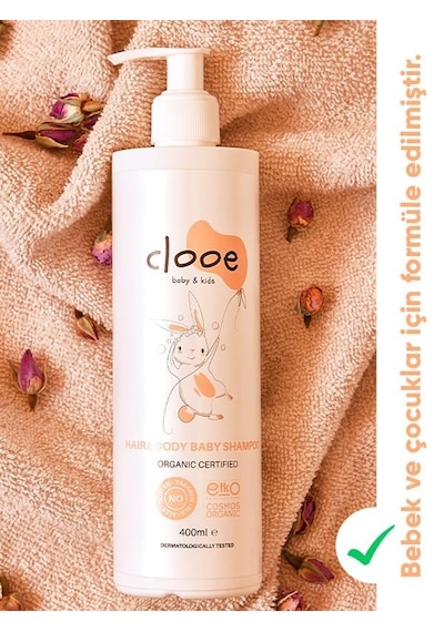 Clooe Organik Bebek & Çocuk Saç - Vücut Şampuanı 400 ML pH Dengeli Konak Önleyici