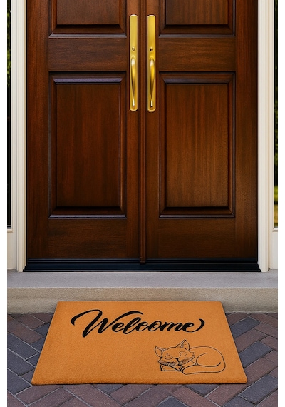 Valerine Life Velür Coco Dokulu Welcome Hoş Geldiniz Kapı Önü Dış Mekan Paspası 45x70cm 27ycm260107 Kahverengi