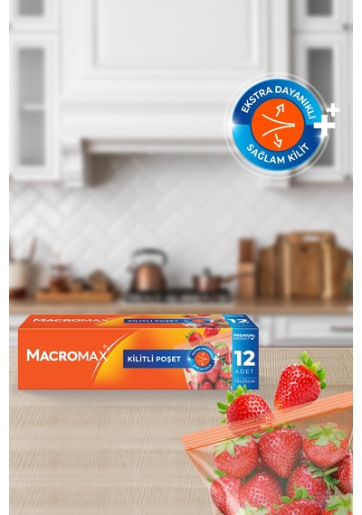 Fermuarlı Kilitli Poşet 12 Adet 20x25 Cm , Çok Kez Aç Kapa Pratik Saklama Poşeti