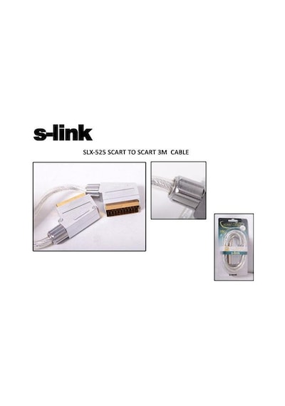 S-Link Slx-525 3 Mt Scart To Scart Altın Uçlu Erkek-Erkek Altın S