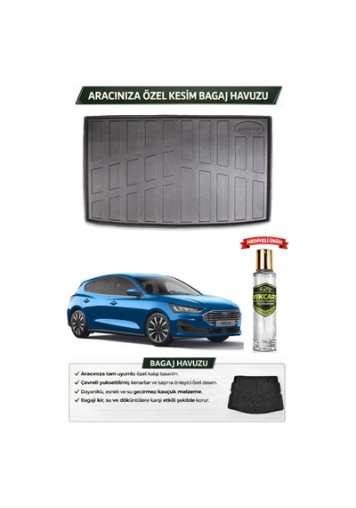Ford Focus 4-5 Hatchback 2023 Model Araca Özel Esnek Bagaj Havuzu + Hediyeli