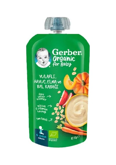 3 Adet Gerber Organik Yulaflı Elma, Havuç Ve Balkabaklı Püre