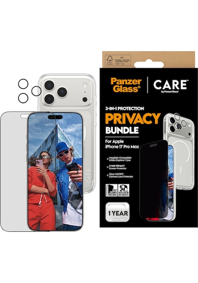 Care By Panzerglass Flagship Privacy Apple Uyumlu iPhone 17 Pro Max 3'lü Telefon Koruma Set- Bundle Uwf+kılıf+lens