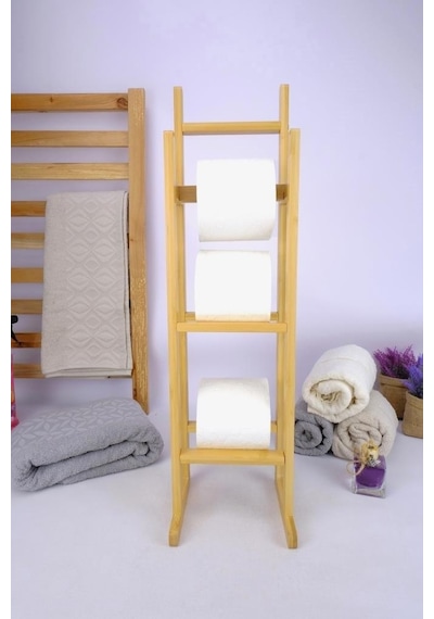 Digithome Bambu Tuvalet Kağıdı Standı Yedek Tuvalet Kağıtlığı Kahverengi - C/6 C1-1-289