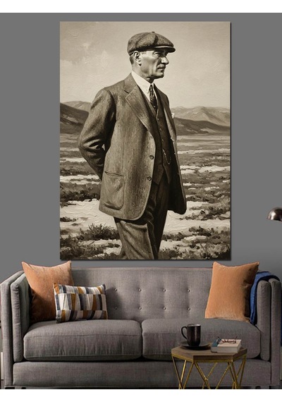 Ayakta Duran Atatürk Fotoğrafı Dekoratif Kanvas - Mdf Ahşap Tablo