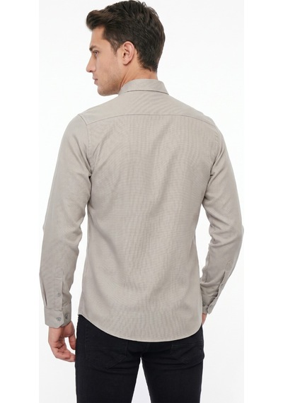 Advante Erkek Spor Slim Fit Uzun Kol Petek Dokulu Gömlek Bgl-st05483 Taş